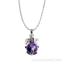 Amethyst Healing Reiki Elephant Pendant Fit Necklace